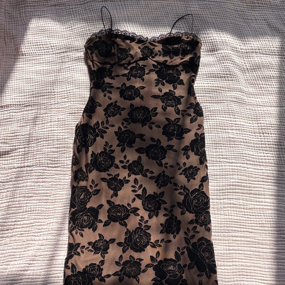 Windsor Black Floral Strapless Dress
